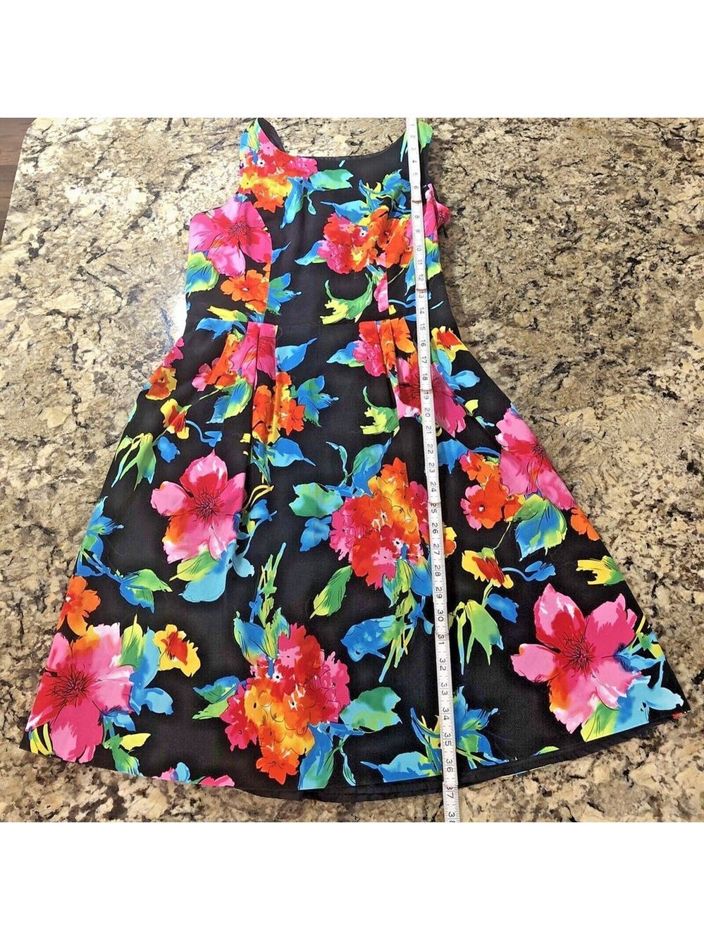 Size 6 Denver Hayes Womens Dress Black Bright Floral Fun Keen Length Nice Colors - Picture 5 of 11